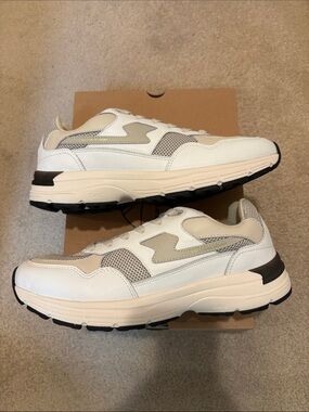 Stepney Workers Club Amiel S-Strike Wht-Ecru, Lthr-Mix Retro-Style Sneaker